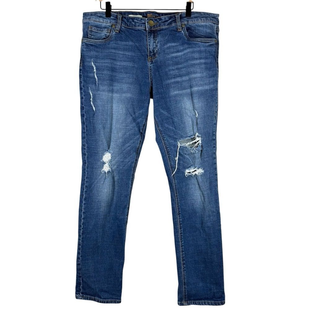 Kut From The Kloth Distressed Boyfriend Jeans Stretch Medium Wash Plus Size 16